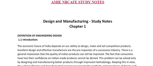 Amie Fundamentals Of Design And Manufacturing Notes Pdf